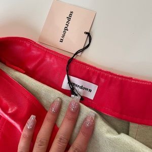 superdown / revolve mini red leather skirt - never worn